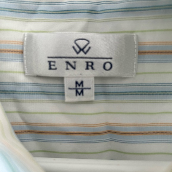 Enro -medium-Classic Men's Striped Button-Down Shirt-casual short sleeved - Picture 2 of 9